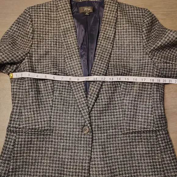 J. Crew Parke Houndstooth Wool Blazer Black Gray Size 12 - Picture 6 of 14